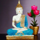  New 25 Centimetre Meditating Sitting Buddha Statue showpiece Idol Home Decoration Items for Living Room Decor and Gifts (Blue White Glossy)