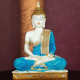  New 25 Centimetre Meditating Sitting Buddha Statue showpiece Idol Home Decoration Items for Living Room Decor and Gifts (Blue White Glossy)