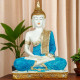  New 25 Centimetre Meditating Sitting Buddha Statue showpiece Idol Home Decoration Items for Living Room Decor and Gifts (Blue White Glossy)