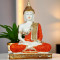 Novelika New 25 Centimetre Meditating Sitting Buddha Statue showpiece Idol Home Decoration Items for Living Room Decor and Gifts (Orange White Glossy) set of 1