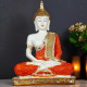 Novelika New 25 Centimetre Meditating Sitting Buddha Statue showpiece Idol Home Decoration Items for Living Room Decor and Gifts (Orange White Glossy) set of 1