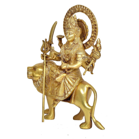 NOVELIKA- Brass Maa Durga Idol Sitting On Lion (Pack of  1 )
