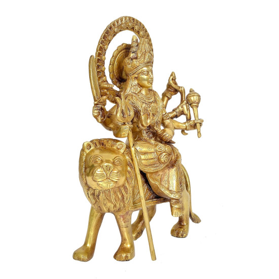 NOVELIKA- Brass Maa Durga Idol Sitting On Lion (Pack of  1 )