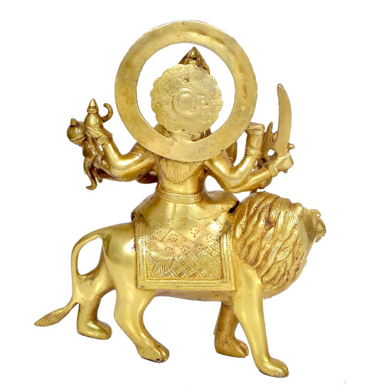 NOVELIKA- Brass Maa Durga Idol Sitting On Lion (Pack of  1 )