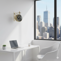 Golden Metal Railway clock London Victoria Station Vintage Handcrafted Double Side Clock with Roman Numbers