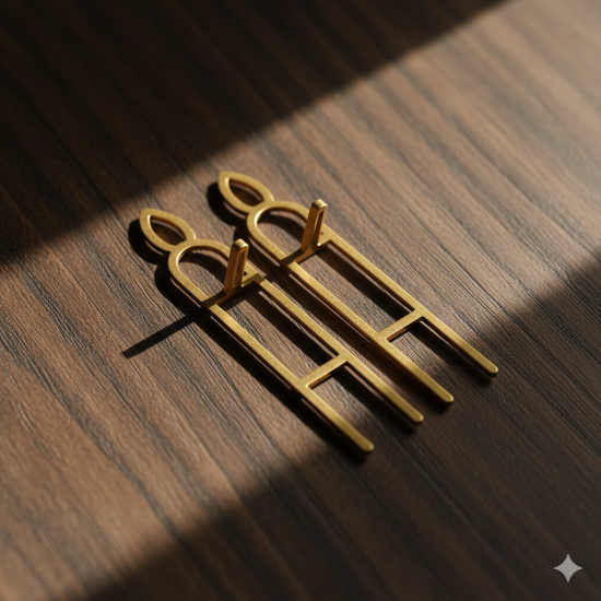 Novelika Golden Metal Tilok Kathi & Tilak Mold Set (U Shape) - Religious Tilak Stamp - Pack Of 2