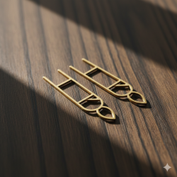 Novelika Golden Metal Tilok Kathi & Tilak Mold Set (U Shape) - Religious Tilak Stamp - Pack Of 2