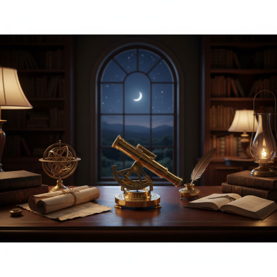 Novelika- Golden Brass Antique Alidade with Compass and Telescope (NA553A)