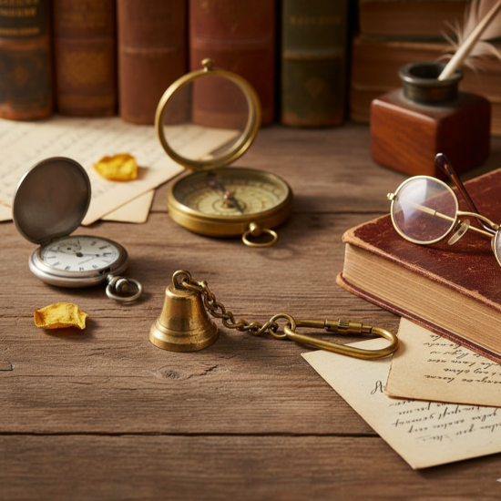 NOVELIKA - Antique Brass Bell Nautical Keychain Crafted from high-quality brass  (Set of 1)