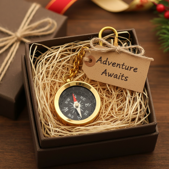 Novelika Antique Brass Ship Wheel Compass Key Ring, Key Chain, Gift Keyring, Unique Gift, Brass Keychain, Bike Keychain l Set of 1