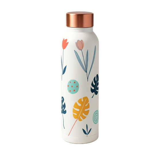 Novelika Pure Copper Designer Water Bottle with Leak Proof Protection, Ayurveda Health Benefits. (1000ml, 1Unit) with Leaf Print Design Novelika Pure Copper Designer Water Bottle with Leak Proof Protection, Ayurveda Health Benefits. (1000ml, 1Unit) with Leaf Print Design