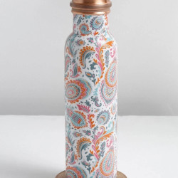 Novelika Pure Copper Designer Water Bottle | Leak Proof Protection | Ayurveda and Yoga Health Benefits (1000ml, Meena Pink Design, Pack of 1)