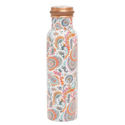 Novelika Pure Copper Designer Water Bottle | Leak Proof Protection | Ayurveda and Yoga Health Benefits (1000ml, Meena Pink Design, Pack of 1)