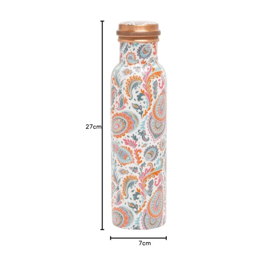 Novelika Pure Copper Designer Water Bottle | Leak Proof Protection | Ayurveda and Yoga Health Benefits (1000ml, Meena Pink Design, Pack of 1)