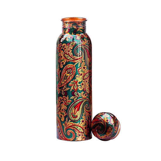 Novelika Pure Copper Designer Water Bottle with Leak Proof Protection, Ayurveda and Yoga Health Benefits (1000ml, 1Unit) With Lacqure Coating Novelika Pure Copper Designer Water Bottle with Leak Proof Protection, Ayurveda and Yoga Health Benefits (1000ml, 1Unit) With Lacqure Coating