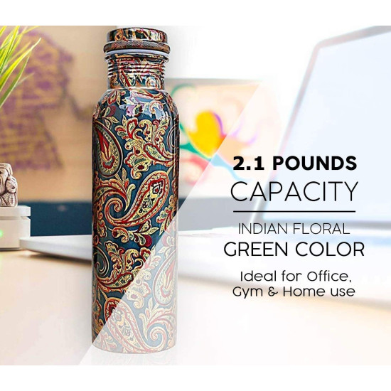Novelika Pure Copper Designer Water Bottle with Leak Proof Protection, Ayurveda and Yoga Health Benefits (1000ml, 1Unit) With Lacqure Coating Novelika Pure Copper Designer Water Bottle with Leak Proof Protection, Ayurveda and Yoga Health Benefits (1000ml, 1Unit) With Lacqure Coating