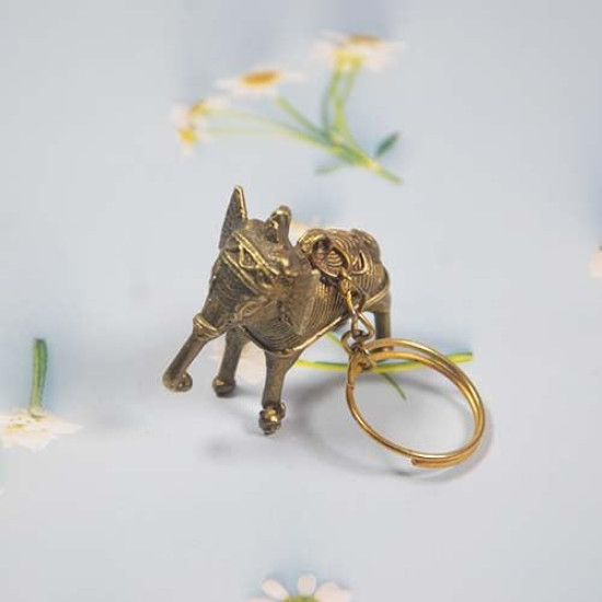 Brass Keychain Key Rings For Bag, Bike, Key Multi Purpose Keychain For Home And Gifting Item (Brass Elephant Key Chain) Set of 1