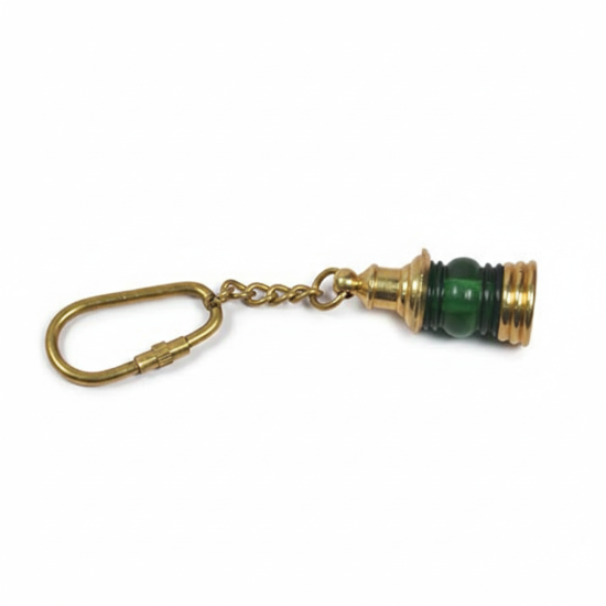 NOVELIKA -Handmade Vintage Style Brass Nautical Green Lamp Keychain Decorative Mini Lamp Design - Set of 1