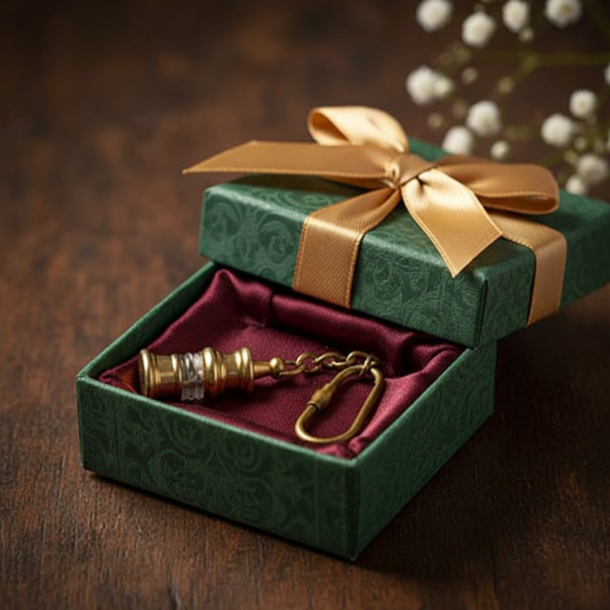 Novelika Antique Brass Lamp Keychain – Traditional Diya Lamp Key Ring | Decorative Brass Keychain Gift | Set of 1