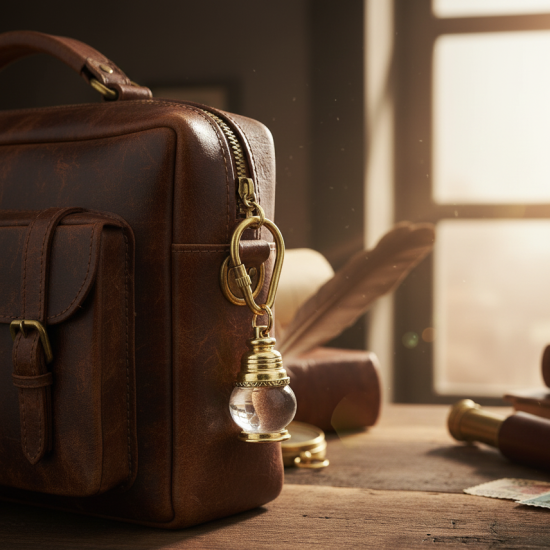 Novelika Vintage Brass Lantern Keychain with Glass Detail – Decorative Mini Lamp Keychain l Set of 1