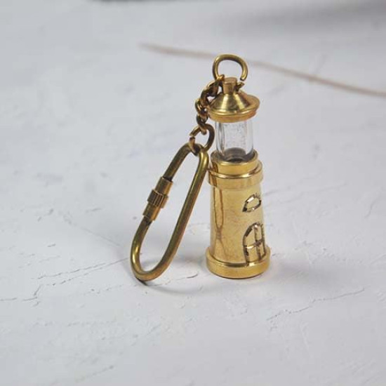 Brass Keychain Key Rings For Bag, Bike, Key Multi Purpose Keychain For Home And Gifting Item (Brass Ship Lamp Key Chain) Set of 1
