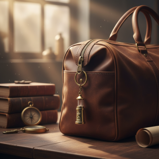 Brass Keychain Key Rings For Bag, Bike, Key Multi Purpose Keychain For Home And Gifting Item (Brass Ship Lamp Key Chain) Set of 1