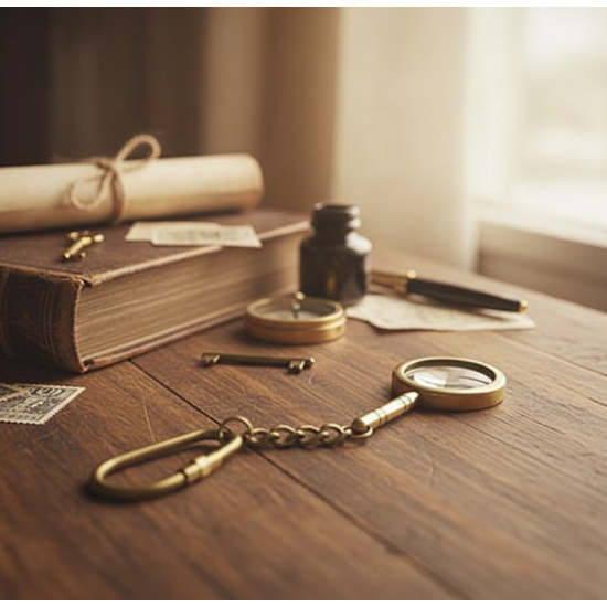  Novelika Mini Magnifying Glass Keychain – Metal Magnifier Key Ring with Antique Finish | Portable Reading Lens Keychain set of 1