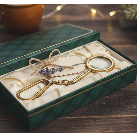  Novelika Mini Magnifying Glass Keychain – Metal Magnifier Key Ring with Antique Finish | Portable Reading Lens Keychain set of 1