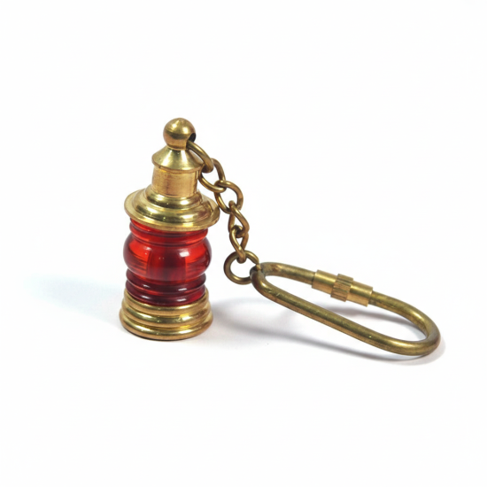 Novelika Brass Red Lantern Key Chain - For Car, Bike, Scooter, Locker, Wardrobe, Home, and Office keys - Set Of 1
