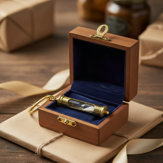 Novelika Sand Timer Keychain - Nautical Brass Sand Timer Key Ring Perfect for Gift - Set Of 1