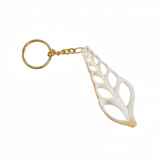 Novelika Natural Sea Shell Design Keychain – Decorative Conch Shape Keyring with Metal Ring | Beach Style Bag & Key Accessory- Set of 1