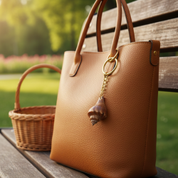 Novelika Handcrafted Natural Conch Shell Keychain with Gold-Tone Link Chain – Unique Beach-Inspired Accessory & Tropical Gift- Set of 1