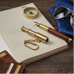 Novelika Vintage Brass Telescope Keychain a Popular Decorative and Functional Accessory. ( Pack of 1 )