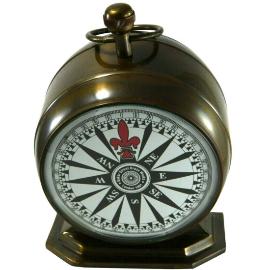 Novelika Brass Railway Clock 7 Inch Dial Victoria Station Table Clock with hanging Lid