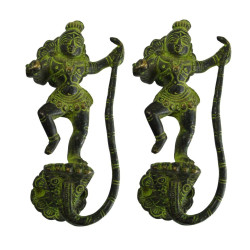 Novelika Brass Door Handle Shree Krishna Dancing on Snake Door Handle Vintage Style Pull - DOH0010