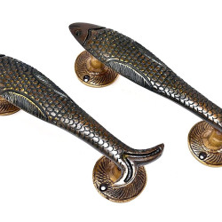 Novelika Brass Door Brass Fish Design Brass Door Handle Pair Home Decor Home Improvement