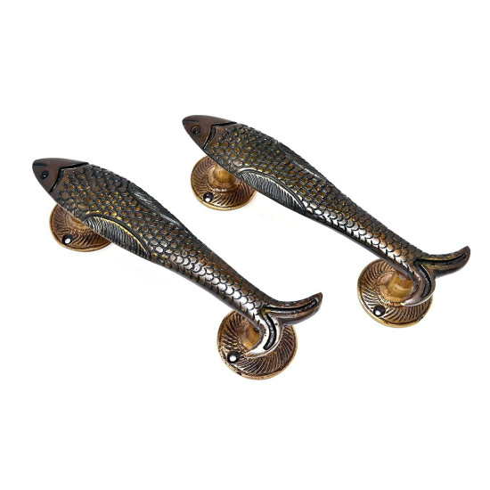 Novelika Brass Door Brass Fish Design Brass Door Handle Pair Home Decor Home Improvement