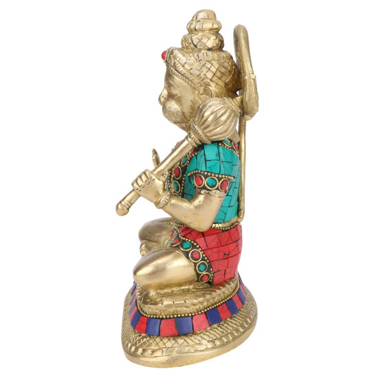 Novelika Brass Bajrangbali Sankat Mochan Hanuman JI Statue Bhagwan Murti for Home Office Entrance Temple Mandir Decoration Pooja Gift 