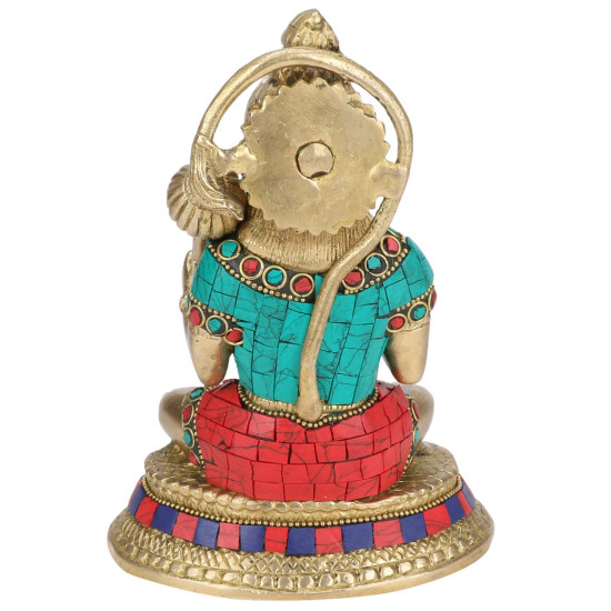 Novelika Brass Bajrangbali Sankat Mochan Hanuman JI Statue Bhagwan Murti for Home Office Entrance Temple Mandir Decoration Pooja Gift 
