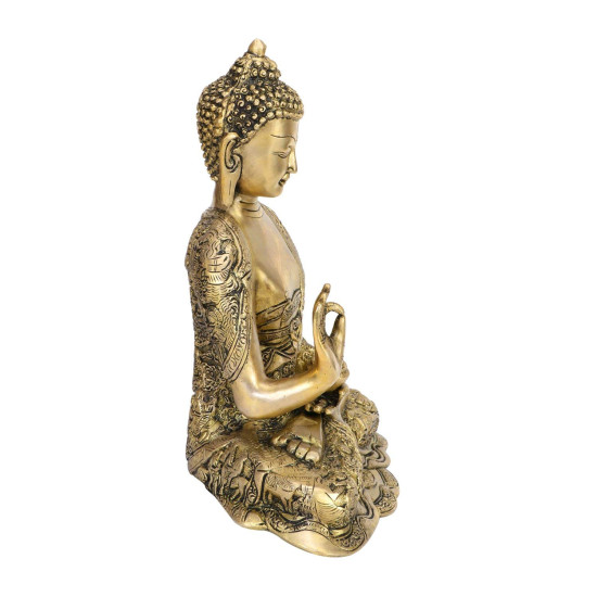 Novelika Brass Bhagwan Buddha Life Story Statue Blessing Face Murti 