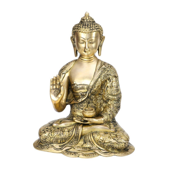Novelika Brass Bhagwan Buddha Life Story Statue Blessing Face Murti 