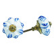 Ceramic Knobs Blue - White Door Pulls - 5 Pack - Decorative Kitchen and Dresser Handles