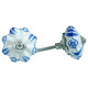 Ceramic Knobs Blue - White Door Pulls - 5 Pack - Decorative Kitchen and Dresser Handles