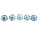 Ceramic Knobs Blue - White Door Pulls - 5 Pack - Decorative Kitchen and Dresser Handles