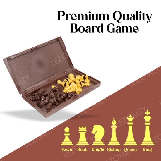 Magnetic Chess  Novelika Board Educational Toys Travel Chess Set with Folding Board for Kids and Adults Indoor Outdoor Educational Travel Toys Wooden Color 12 Inch (Brown Chess) (12 * 12 inch) set of 1