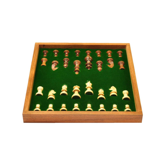 Novelika 12 Inches Handmade Drawer Wooden Chess Board Set Made With Indian Rosewood | Inbuilt Storage Compatment For Chessmen - (12 X 12 Inches) Brown, Big Kid set of 1