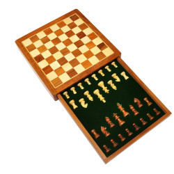 Novelika 12 Inches Handmade Drawer Wooden Chess Board Set Made With Indian Rosewood | Inbuilt Storage Compatment For Chessmen - (12 X 12 Inches) Brown, Big Kid set of 1