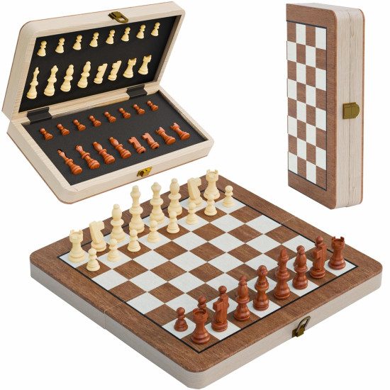  Novelika Magnetic Chess Board Game Set for Kids & Adults | Compact & Foldable Board with Inbuilt Storage & Anti Scratch Surface | Ideal Indoor & Travel Friendly Game (11.5 x 11.5 Inch, Brown) set of 1 