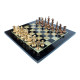 Novelika Chess Game Board Set - Made with Black Marble, Mother of Pearl & Brass Pieces (15" x 15"),for 8+ Years set of 1