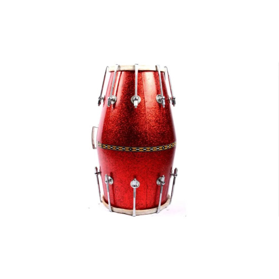Novelika Professional Red Color Musical Dholak Made of seasoned wood Best Quality Dholak No. 37 ( PR756DH007 ) 